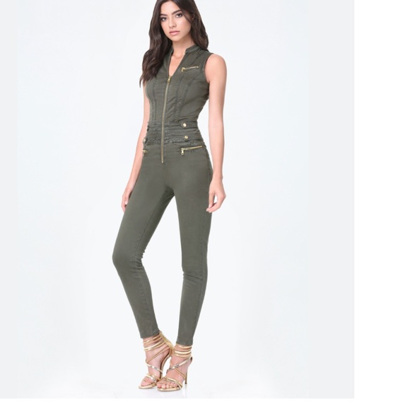 Bebe Olive Green Jumpsuit Size 29 - Picture 2 of 16